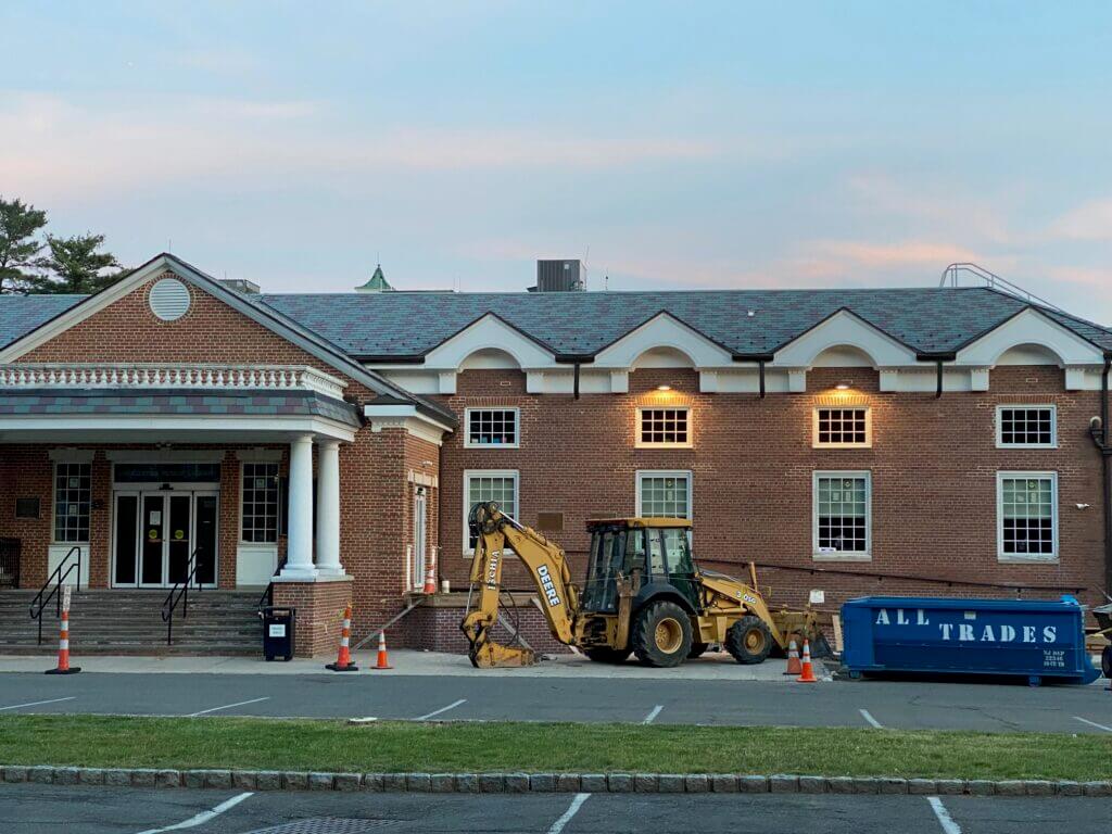 construction dumpster rental at the Livingston public library